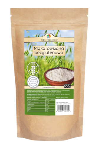 Mąka owsiana 500g Pięć Przemian pełnoziarnista bezglutenowa