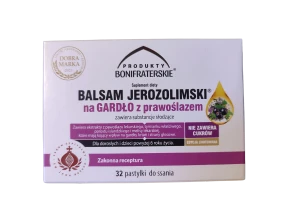 BALSAM JEROZOLIMSKI® na gardło z prawoślazem 32 pastylki do ssania gardło krtań struny głosowe
