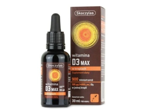 Witaminy D3 MAX 4000IU w kroplach 30ml Skoczylas odporność, kości i mięśnie