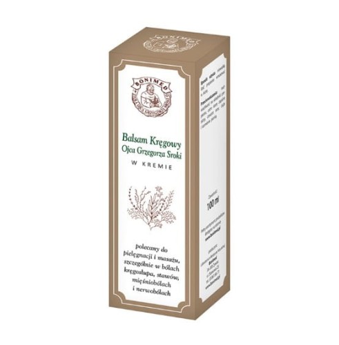 Balsam Kręgowy Ojca Grzegorza Sroki w kremie 100ml BONIMED na bóle kręgosłupa, stawów, mięśniobóle i nerwobóle