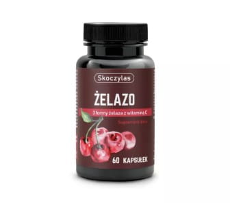 Żelazo 3 formy z witaminą C 60 kapsułek Skoczylas prawidłowa produkcja czerwonych krwinek i hemoglobiny