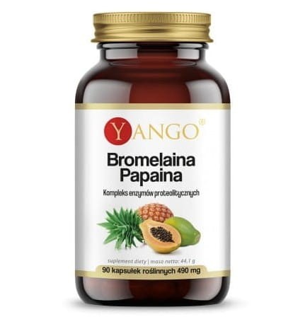 Bromelaina Papaina YANGO 90 kapsułek roślinnych wsparcie komfortu trawiennego i układu krążenia
