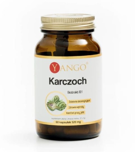 Karczoch ekstrakt 10:1 YANGO 60 kapsułek działanie detoksykujące, zdrowie wątroby, komfort pracy jelit