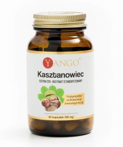Kasztanowiec Escyna 20% ekstrakt standaryzowany 60 kapsułek YANGO Wsparcie dla układu mikrokrążenia i zmęczonych nóg