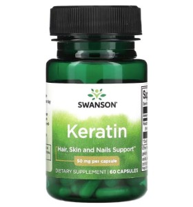 Keratin Keratyna 50mg 60 kapsułek Swanson Wsparcie włosów, skóry i paznokci