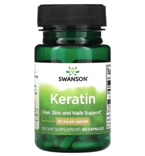 Keratin Keratyna 50mg 60 kapsułek Swanson Wsparcie włosów, skóry i paznokci