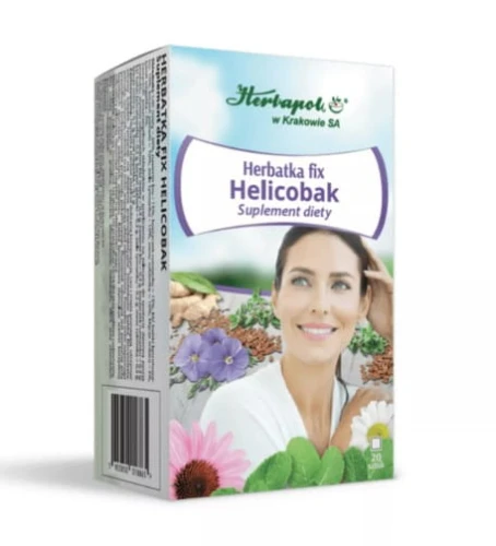 Herbatka fix Helicobak 20x2g Herbapol utrzymanie zdrowego żołądka, działanie przeciwbakteryjne, prawidłowe działanie przewodu pokarmowego
