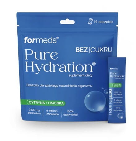Pure Hydration formeds 14 saszetek cytryna + limonka elektrolity dla szybkiego nawodnienia organizmu bez dodatku cukru 3532 mg elektrolitów