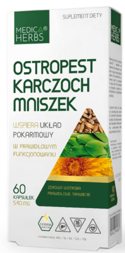 Ostropest Karczoch Mniszek 60kaps Układ pokarmowy MEDICA HERBS