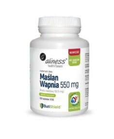 Maślan Wapnia 550mg Kwas masłowy 192,5mg 100 tabletek Aliness Nie zawiera sodu