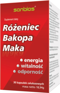 ROŻENIEC BAKOPA MAKA układ nerwowy Energia Witalność Odporność 30 kaps SANBIOS