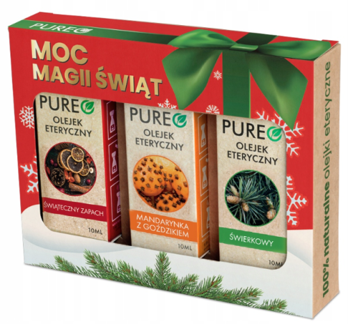 Prezent Zestaw 100% naturalnych olejków eterycznych Świąteczny Mandarynka z goździkiem Swierk
