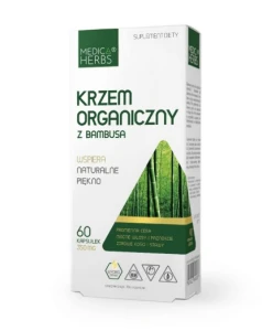 Krzem organiczny z bambusa 60 kapsułek Medica Herbs wspiera naturalne piękno promienna cera, mocne włosy i paznokcie, zdrowe kości i stawy