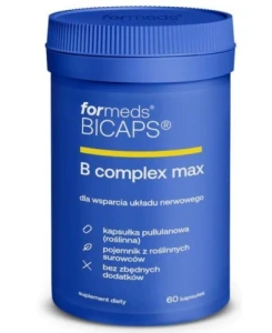 B complex max BICAPS 60 kapsułek formeds układ nerwowy, zmniejszenie zmęczenia i znużenia, produkcji czerwonych krwinek, praca serca