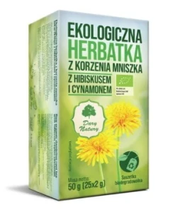 Herbatka ekologiczna z korzenia mniszka, z hibiskusem i cynamonem Dary Natury  fix 25x2g