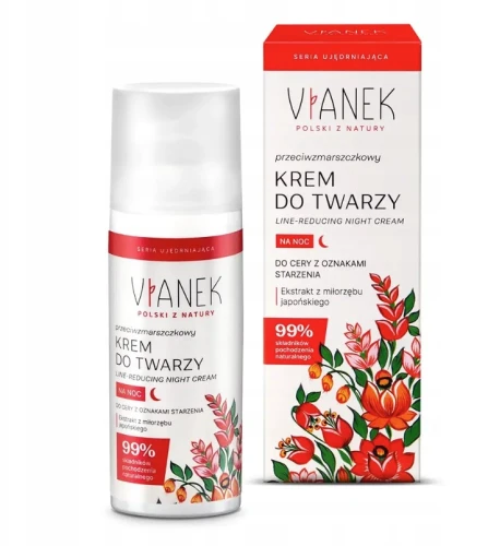 Krem do twarzy na noc z ekstraktem z miłorzębu japońskiego 50ml Vianek przeciwzmarszczkowy do cery z oznakami starzenia