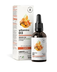 Witamina D3 Forte 2000IU 50ml w kroplach Aura Herbals kości, układ odpornościowy, mięśnie