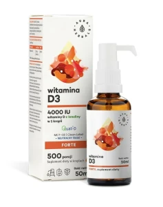 Witamina D3 Forte 4000IU 50ml w kroplach Aura Herbals kości, układ odpornościowy, mięśnie