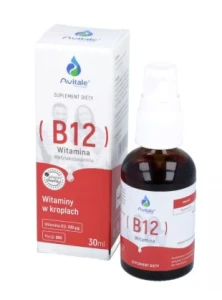 Witamina B12 30ml Avitale Aliness zmęczenie, funkcje psychologiczne, produkcja czerwonych krwinek, układ nerwowy i odpornościowy