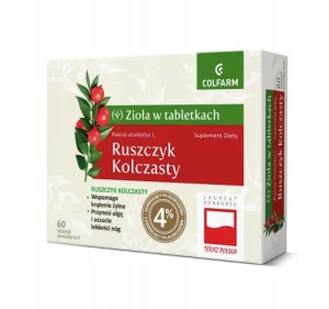 Ruszczyk Kolczasty 60 tabletek powlekanych Colfarm Krążenie żylne, lekkość nóg