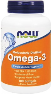 Omega 3 EPA 180 mg, DHA 120 mg wsparcie układu krążenia 100 kapsułek NOW