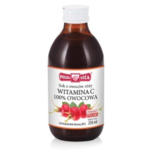 Sok z owoców róży Witamina C 100% Owocowa 250ml. Polska Róża