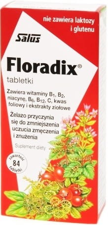Floradix Żelazo, witaminy i kwas foliowy 84 tabl..jpg