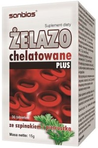 ŻELAZO chelatowane plus 30 tabl Szpinak Pietruszka SANBIOS