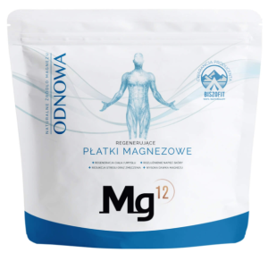 Mg 12 odnowa płatki magnezowe 1 kg stres zmęczenie skóra regeneracja obrzęk opuchlizna