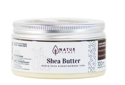 Masło Shea nierafinowane 100% 100ml Natur Planet skóra dłonie stopy nawilżenie odżywienie
