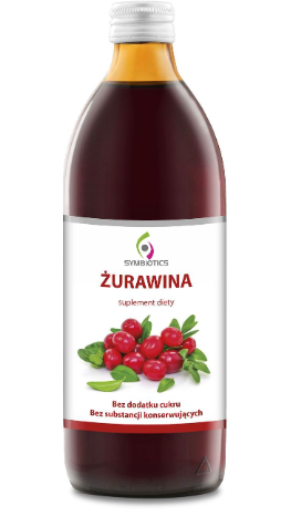Żurawina sok 1l Symbiotics witamina c odporność metabolizm przyswajanie żelaza
