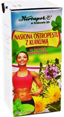 Nasiona ostropestu z kurkumą 30 kaps Herbapol.jpg